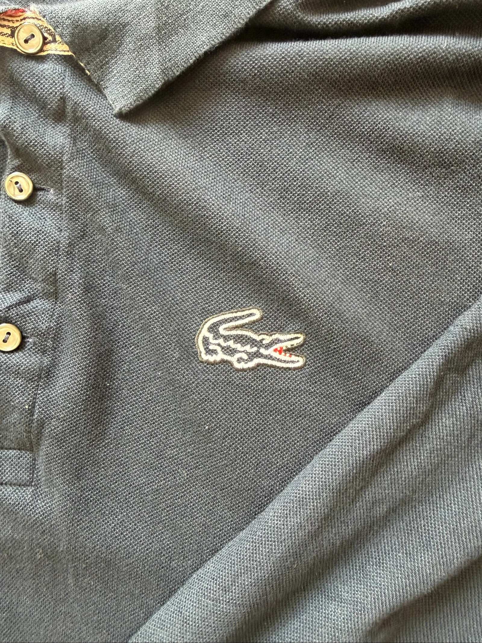Polo Lacoste de manga longa azul marinho vintage – tamanho 6 (G) – photo 3
